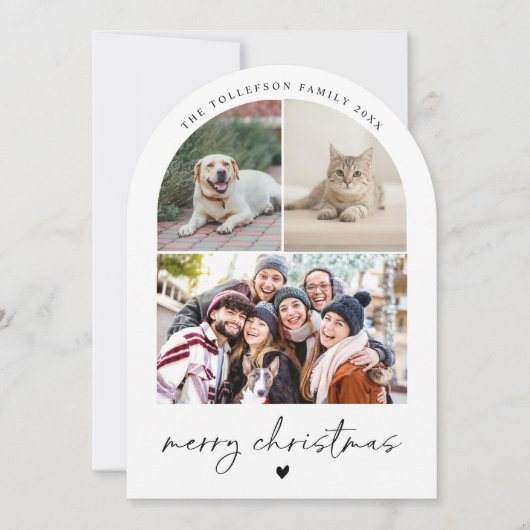 Modern Script Black and White Arch Christmas Feestdagenkaart (Voorkant)