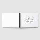 Modern Script Black and White Monogram Weddenschap Gastenboek (Volledig)