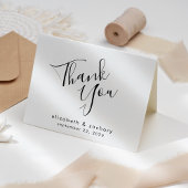 Modern Script Black and White Wedding Bedankt Kaart