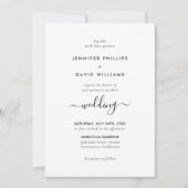 Modern Script Black and White Wedding Kaart (Voorkant)