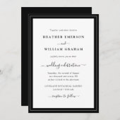 Modern Script Black and White Wedding Kaart (Voorkant / Achterkant)