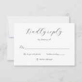 Modern Script Black and White Wedding RSVP Kaartje (Voorkant)