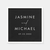 Modern Script Black and White Wedding Servet (Voorkant)