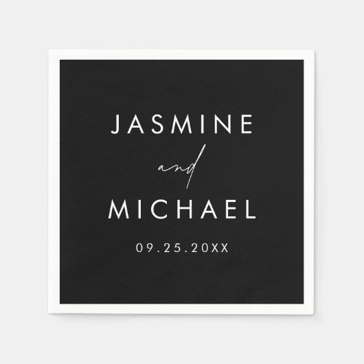 Modern Script Black and White Wedding Servet (Voorkant)