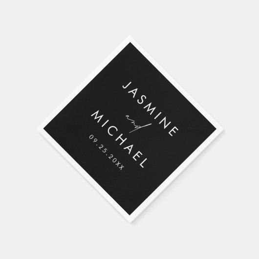 Modern Script Black and White Wedding Servet (Hoek)