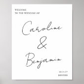 Modern Script Black and White Wedding Welcome Sign Poster (Voorkant)