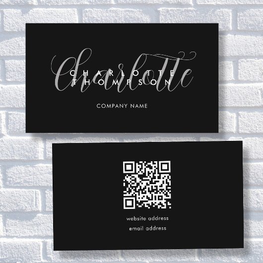 Modern Script Black Business Card Template Visitekaartje