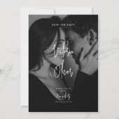 Modern Script Black Editorial Photo Save the Date (Voorkant)