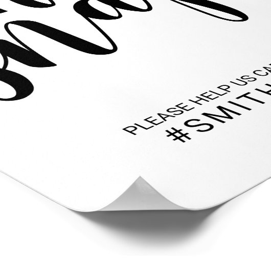 Modern Script Black en White Oh Snap Wedding Sign Poster (Hoek)