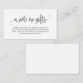 Modern script, Black font, A note on gifts Informatiekaartje (Voorkant / Achterkant)