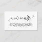 Modern script, Black font, A note on gifts Informatiekaartje (Voorkant)