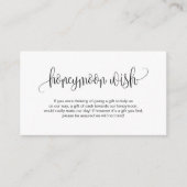 Modern script, Black font, Wedding Honeymoon Wish Informatiekaartje (Voorkant)