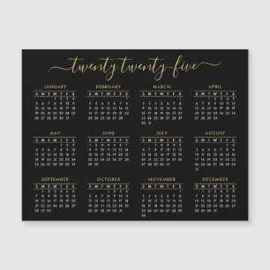 Modern Script Black Gold 2023 Calendar Magnet