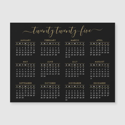 Modern Script Black Gold 2023 Calendar Magnet (Voorkant)