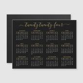 Modern Script Black Gold 2024 Calendar Magnet (Voorkant / Achterkant)