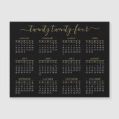 Modern Script Black Gold 2024 Calendar Magnet (Voorkant)