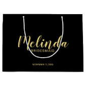 Modern Script Black&Gold Gepersonaliseerde bruidsm Groot Cadeauzakje (Voorkant)