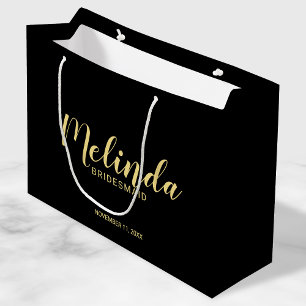 Modern Script Black&Gold Gepersonaliseerde bruidsm Groot Cadeauzakje