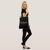 Modern Script Black&Gold Gepersonaliseerde bruidsm Tote Bag (Op model)