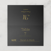 Modern Script Black & Gold Names Date Wedding Plaatskaartje (Buitenkant ongevouwen)