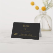 Modern Script Black & Gold Names Date Wedding Plaatskaartje (Voorkant)