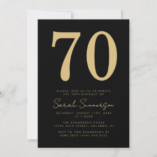 Modern Script Black Gold Zeventig 70ste Verjaardag Kaart