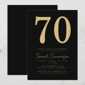 Modern Script Black Gold Zeventig 70ste Verjaardag Kaart (Voorkant / Achterkant)