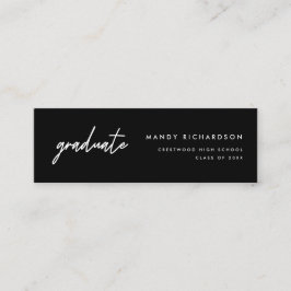 Modern Script Black Graduation Name Card Insert Mini Visitekaartje