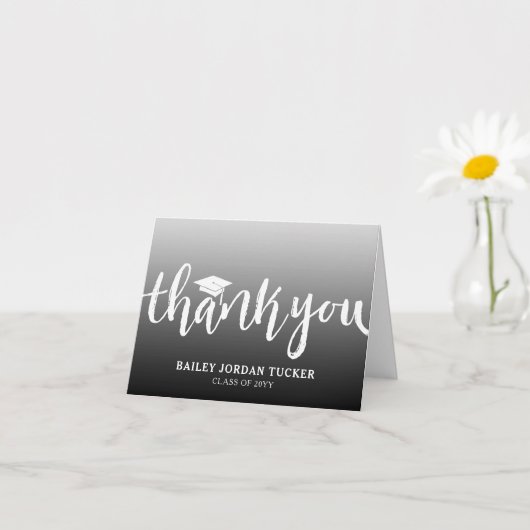 Modern Script Black Ombre Afstuderen Hartelijk dan Kaart (Kleine Plant)