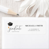 Modern Script Black Pet Afstuderen Retouradres Etiket (Insitu)