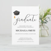 Modern Script Black Pet College Afstudeerfeest Kaart (Staand voorkant)