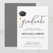 Modern Script Black Pet College Afstudeerfeest Kaart (Voorkant / Achterkant)