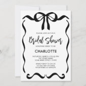 Modern Script Black Ribbon Bow Vrijgezellenfeest Kaart (Voorkant)