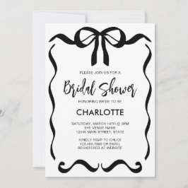 Modern Script Black Ribbon Bow Vrijgezellenfeest Kaart