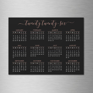 Modern Script Black Roos Gold 2022 Calendar Magnet