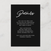 Modern script | Black Wedding Details Informatiekaartje (Voorkant)