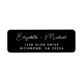 Modern Script Black Wedding Retouradres Etiket (Voorkant)