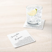 Modern Script Black & White Facts Wedding Kartonnen Onderzetters (Insitu)