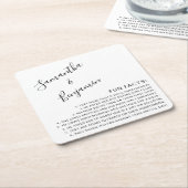 Modern Script Black & White Facts Wedding Kartonnen Onderzetters (Schuin)