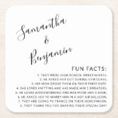 Modern Script Black & White Facts Wedding Kartonnen Onderzetters (Voorkant)