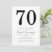 Modern Script Black White Seventy 70th Birthday Kaart (Staand voorkant)
