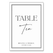 Modern Script Black & White Table Number 10 Kaart (Voorkant)
