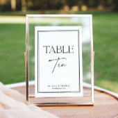 Modern Script Black & White Table Number 10 Kaart