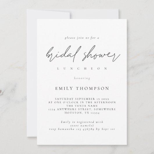 Modern Script Black White Vrijgezellenfeest Kaart (Voorkant)