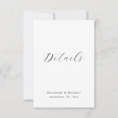 Modern Script Black & White Wedding Details Card Kaart (Voorkant)