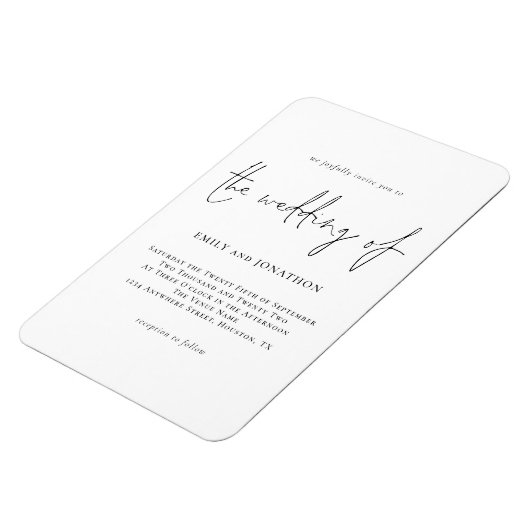 Modern Script Black White Wedding Invite Magnet Magneet (Linkerzijde)