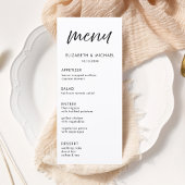 Modern Script Black & White Wedding Reception Menu