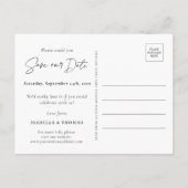 Modern Script Black White Wedding Save the Date Aankondigingskaart (Achterkant)