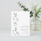 Modern Script Black White Wedding Save the Date Aankondigingskaart (Staand voorkant)