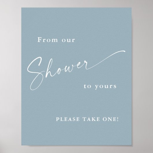 Modern Script Blauw Baby shower Poster (Voorkant)